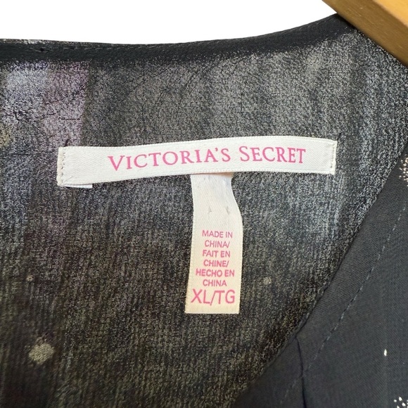 Victoria's Secret XL Black Starry Sheer Chiffon Long Sleeve Dress Party Cocktail - Picture 6 of 11